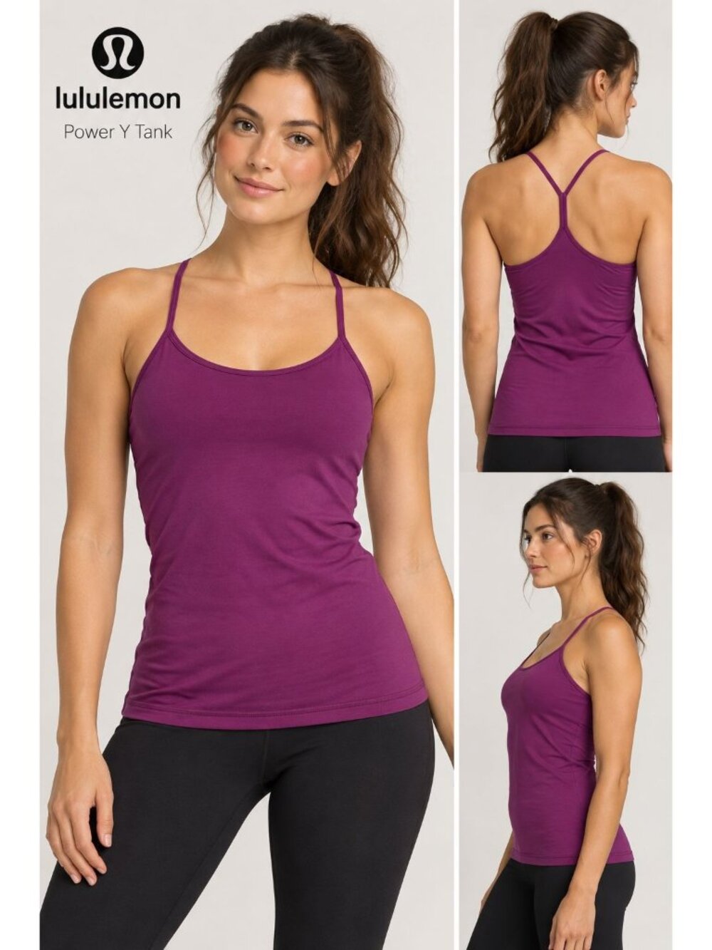 Lululemon Power Y Tank in a dark purple shade Size 4 Active Wear Workout Casual